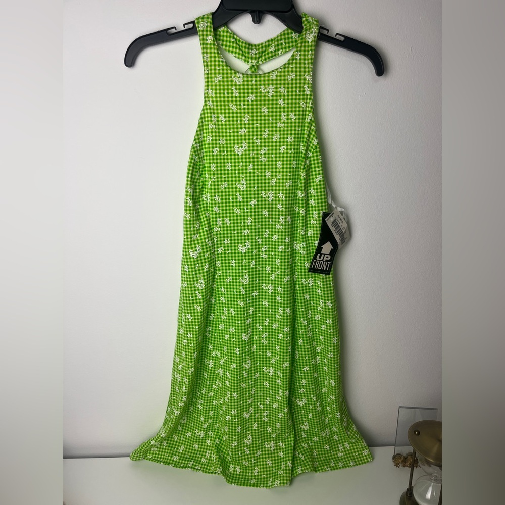 Vintage 90s Green Gingham Sleeveless Dress - Picture 4 of 10